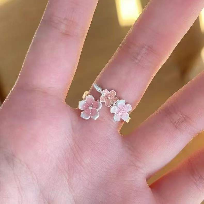 Peach Blossom Charm Ring · 925 Sterling Silver Open Ring for Love, Luck, Attraction & Positive Connections