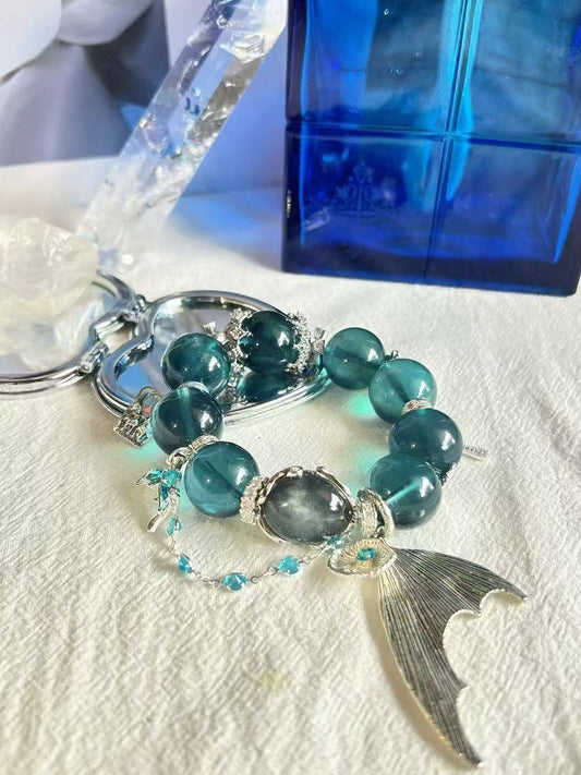 【Customized Series】Water Element · Deep Sea Mermaid Crystal Bracelet · Blue Aquamarine & Blue Rabbit Hair Quartz for Communication, Emotional Balance & Inner Peace