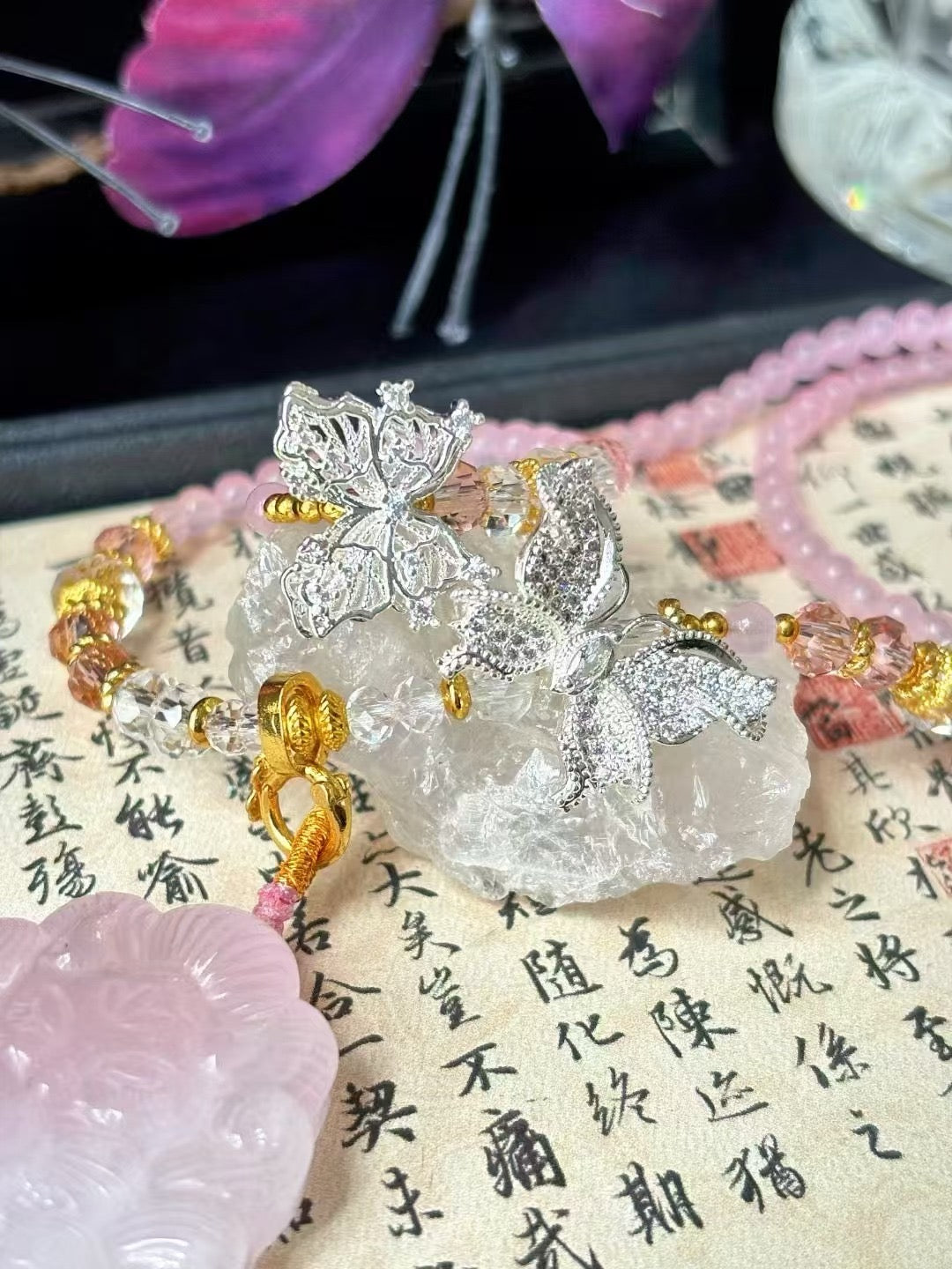 Pink Fox Spirit Crystal Necklace · Rose Quartz for Love, Attraction & Relationship Harmony