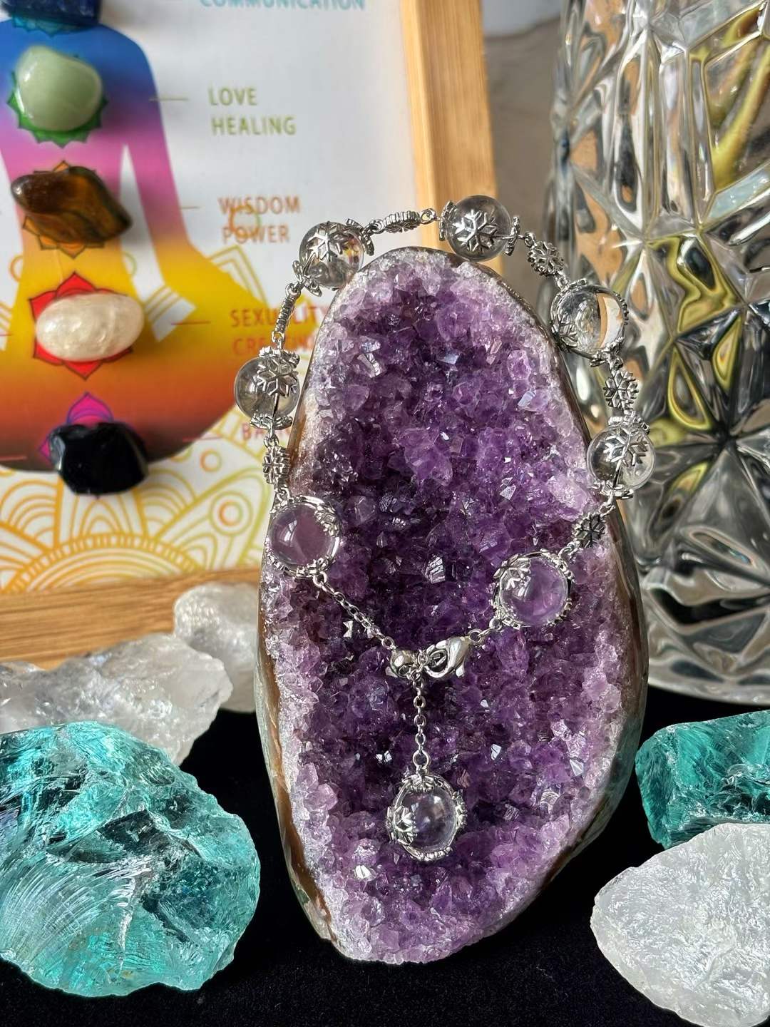 Metal Element · Snow Crystal Clear Quartz Bracelet · High Clarity Clear Quartz & Gold-Plated Silver for Focus, Protection & Energy Balance