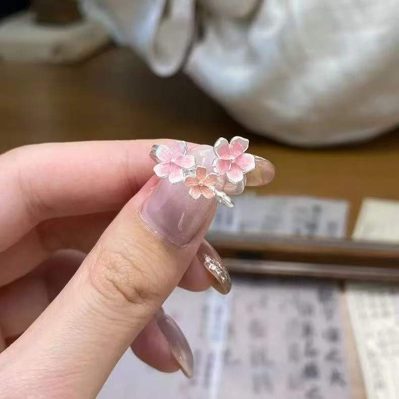 Peach Blossom Charm Ring · 925 Sterling Silver Open Ring for Love, Luck, Attraction & Positive Connections