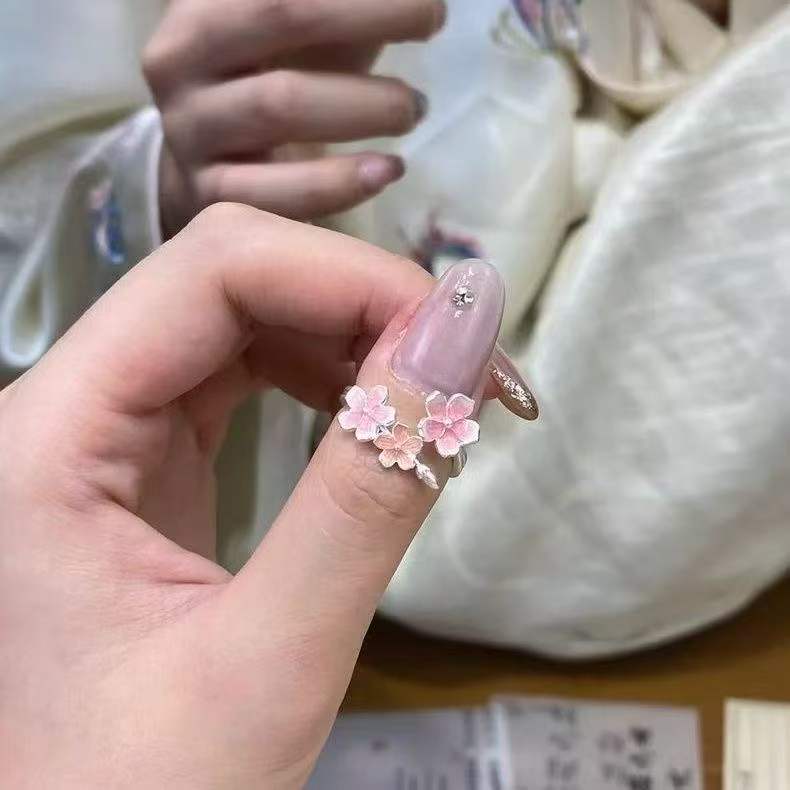 Peach Blossom Charm Ring · 925 Sterling Silver Open Ring for Love, Luck, Attraction & Positive Connections