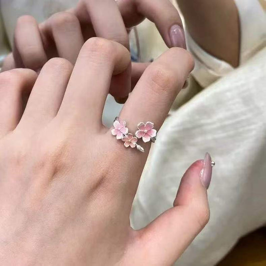 Peach Blossom Charm Ring · 925 Sterling Silver Open Ring for Love, Luck, Attraction & Positive Connections