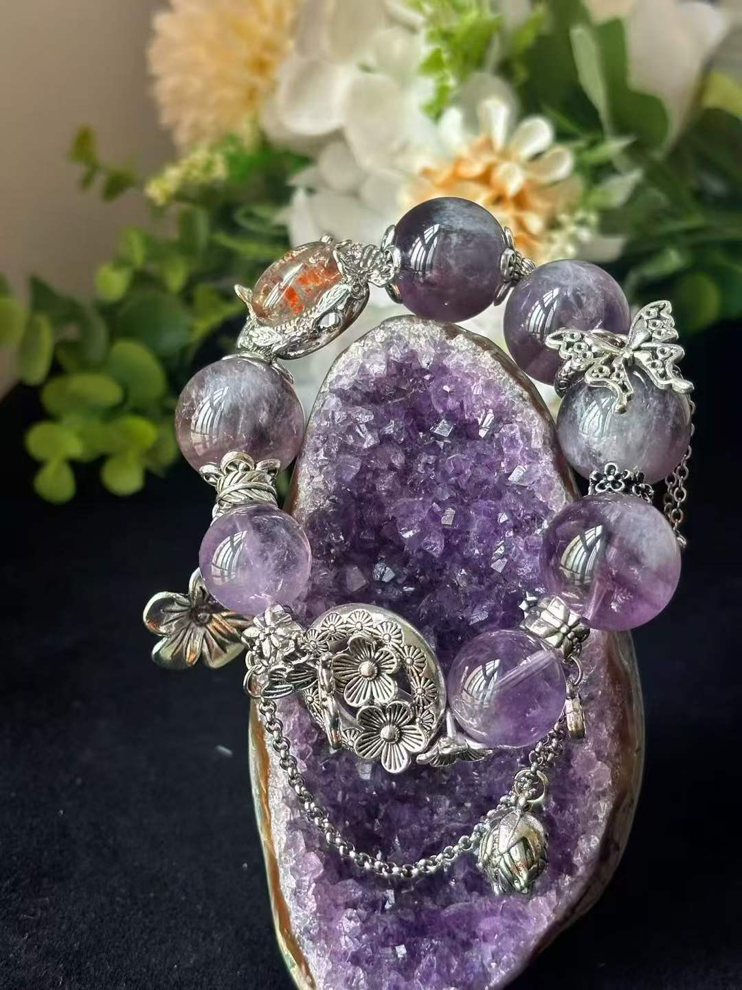 【Customized Series】Fire · Wood Element · Purple Prosperity Crystal Bracelet · Amethyst, Lepidolite & Crystal Energy Blend for Wisdom, Creativity & Personal Growth