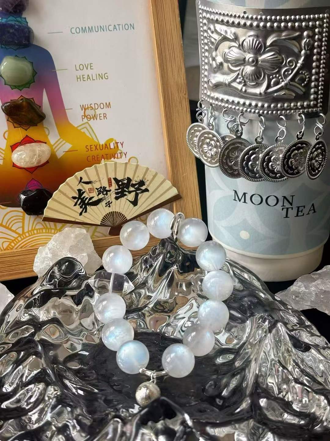 Metal · Water Element · Moonlight Star Crystal Bracelet · Blue Moonstone for Love, Intuition & Emotional Harmony