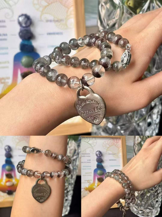 Wood Element · Green Phantom Crystal Double Wrap Bracelet Necklace · Green Phantom Quartz for Prosperity, Career Success & Emotional Balance