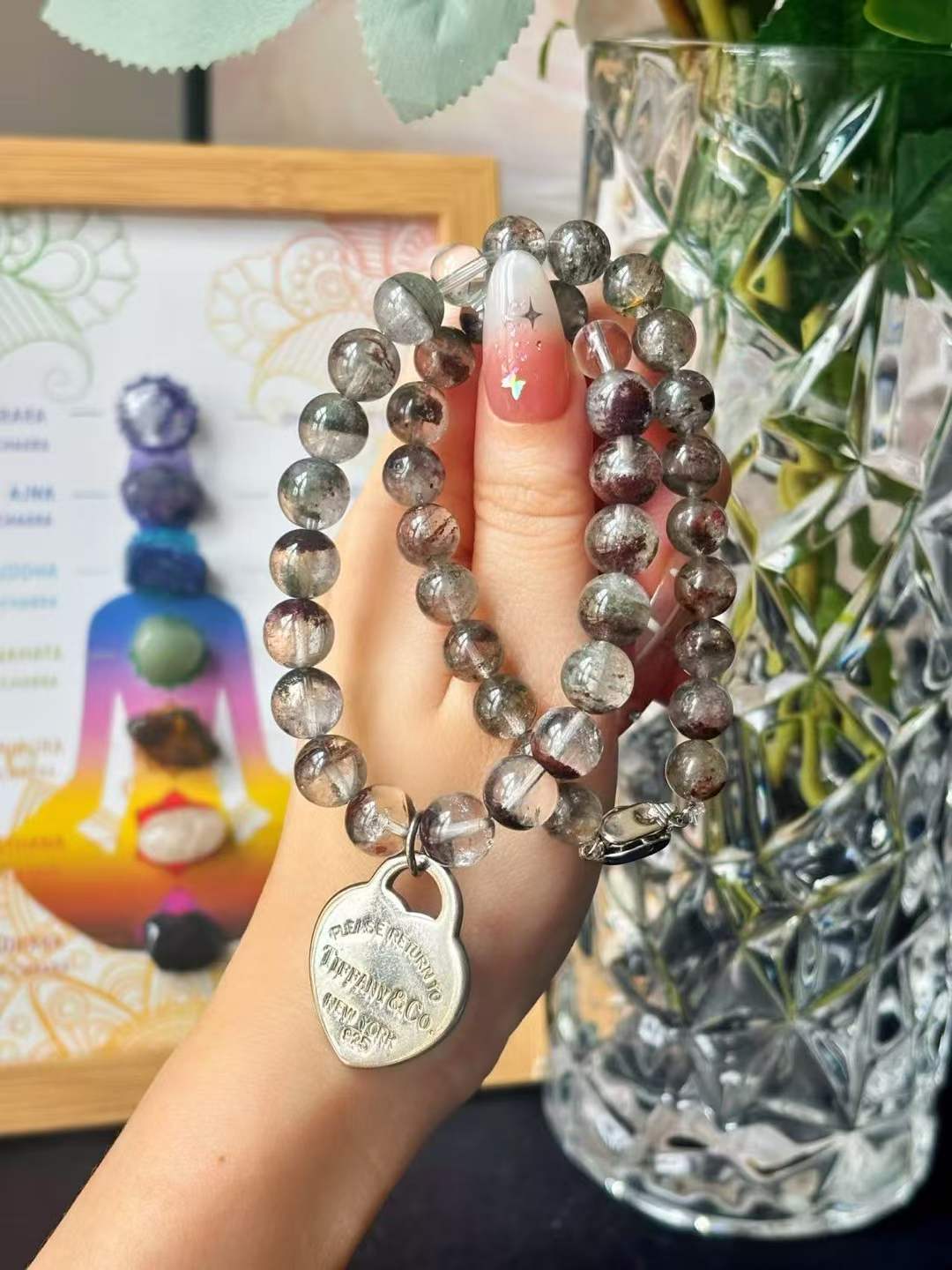 Wood Element · Green Phantom Crystal Double Wrap Bracelet Necklace · Green Phantom Quartz for Prosperity, Career Success & Emotional Balance