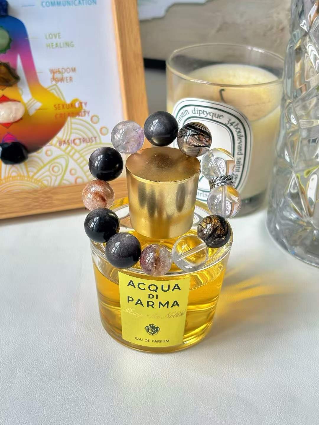 Water · Wood · Fire Element · Memory Garden Crystal Bracelet · Black Rutilated Quartz, Garden Phantom Quartz & Bolivian Amethyst for Leadership, Prosperity & Protection