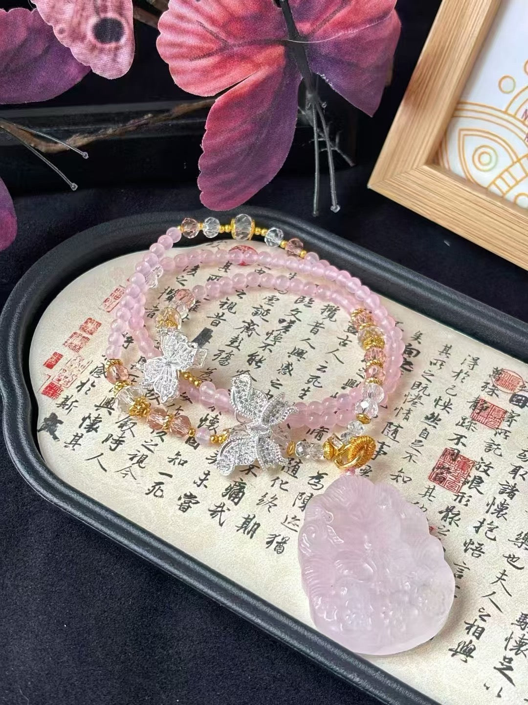 Pink Fox Spirit Crystal Necklace · Rose Quartz for Love, Attraction & Relationship Harmony