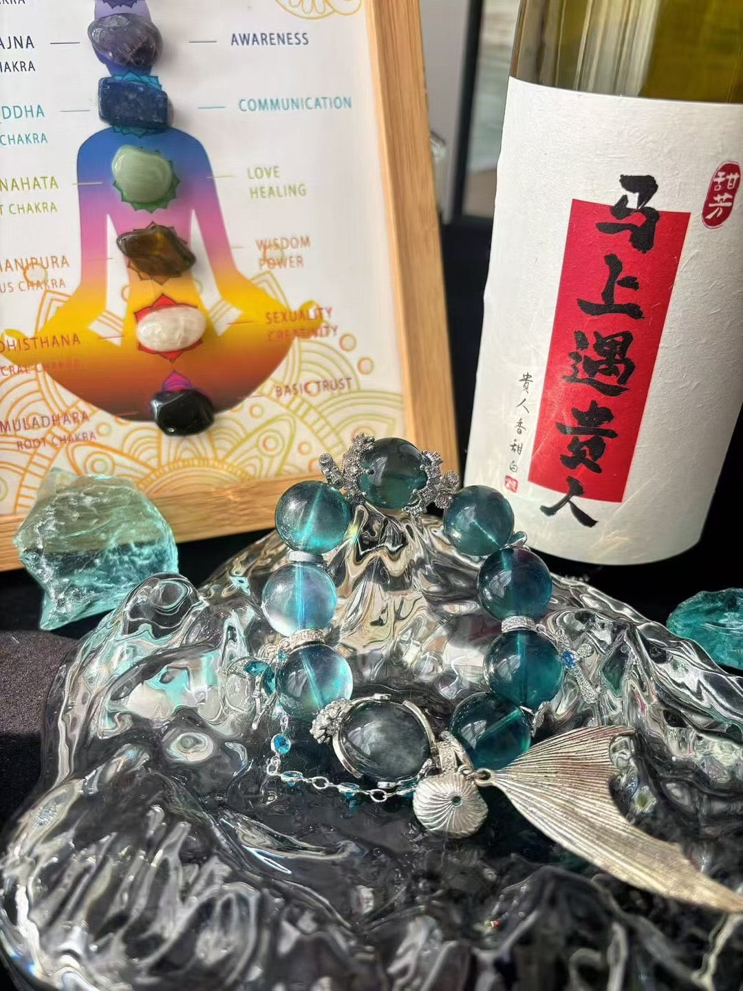 【Customized Series】Water Element · Deep Sea Mermaid Crystal Bracelet · Blue Aquamarine & Blue Rabbit Hair Quartz for Communication, Emotional Balance & Inner Peace