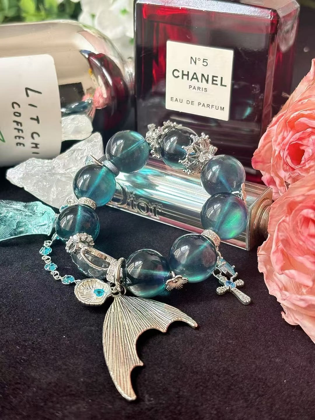 【Customized Series】Water Element · Deep Sea Mermaid Crystal Bracelet · Blue Aquamarine & Blue Rabbit Hair Quartz for Communication, Emotional Balance & Inner Peace
