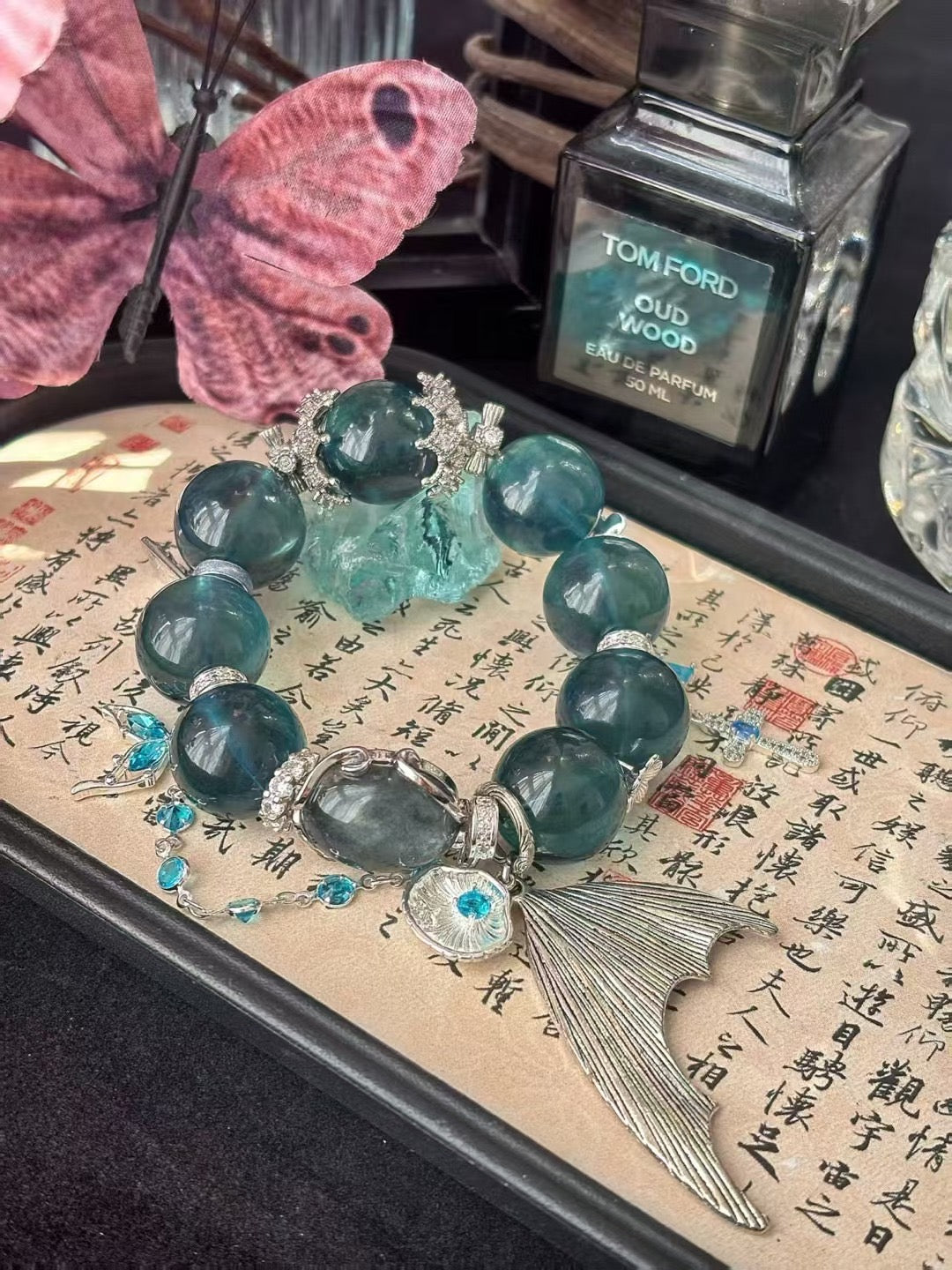 【Customized Series】Water Element · Deep Sea Mermaid Crystal Bracelet · Blue Aquamarine & Blue Rabbit Hair Quartz for Communication, Emotional Balance & Inner Peace
